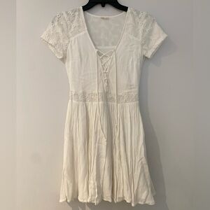 Hollister White Lace-Up Mini Dress